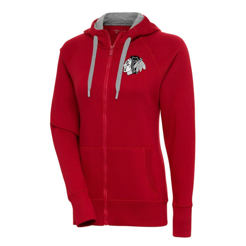 Chicago Blackhawks Antigua Women's Metallic Logo Victory Full-Zip Hoodie Online