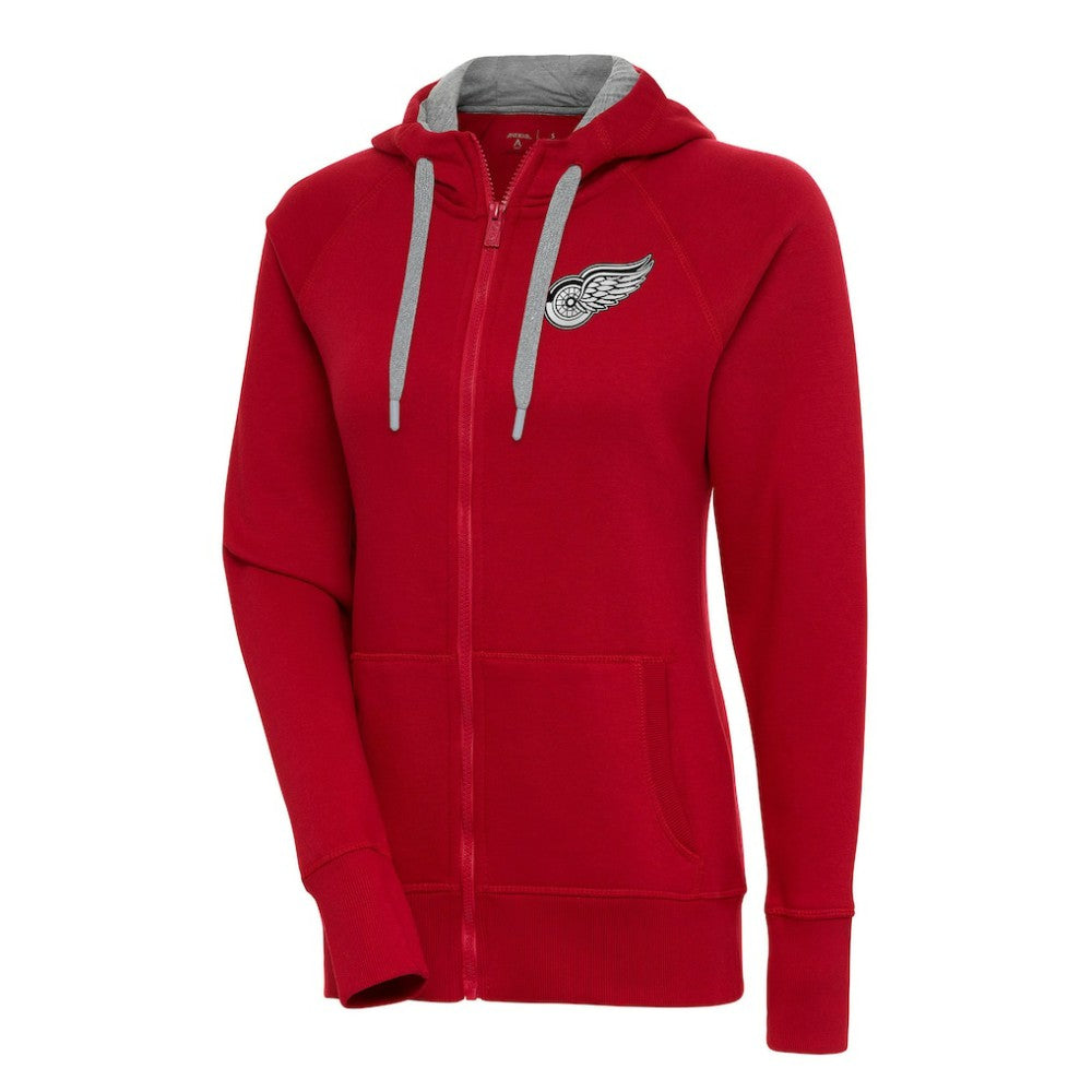 Detroit Red Wings Antigua Women's Metallic Logo Victory Full-Zip Hoodie On Sale