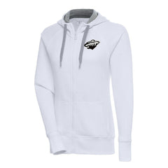 Minnesota Wild Antigua Women's Metallic Logo Victory Full-Zip Hoodie For Sale