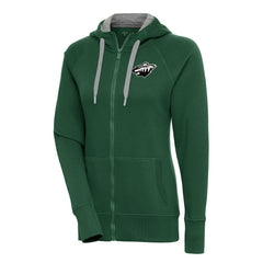 Minnesota Wild Antigua Women's Metallic Logo Victory Full-Zip Hoodie On Sale