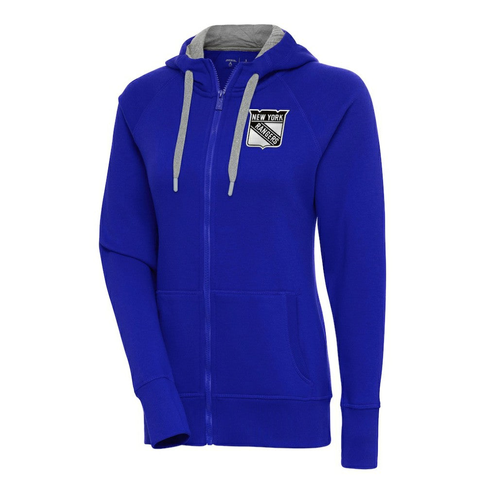 New York Rangers Antigua Women's Metallic Logo Victory Full-Zip Hoodie Outlet