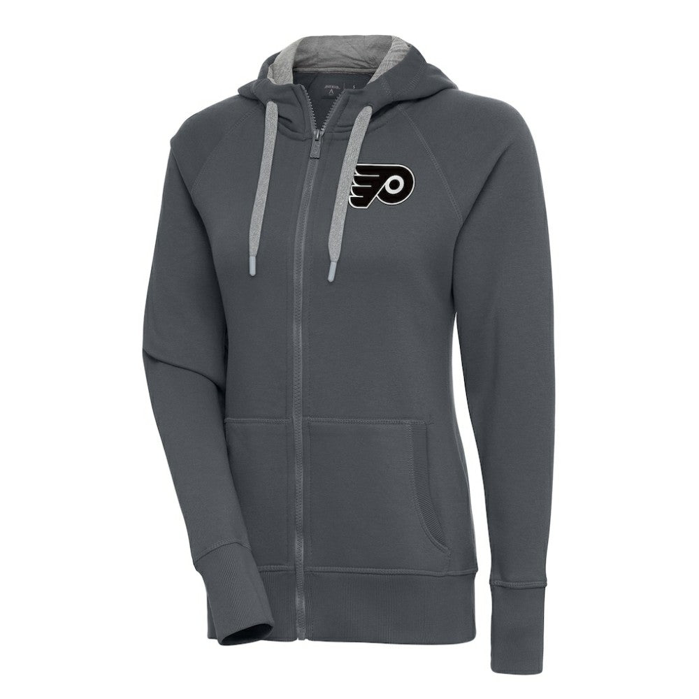 Philadelphia Flyers Antigua Women's Metallic Logo Victory Full-Zip Hoodie For Sale
