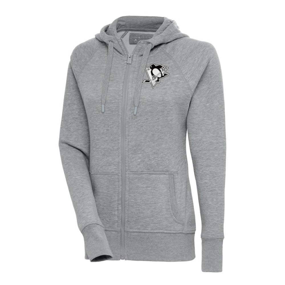 Pittsburgh Penguins Antigua Women's Metallic Logo Victory Full-Zip Hoodie Outlet