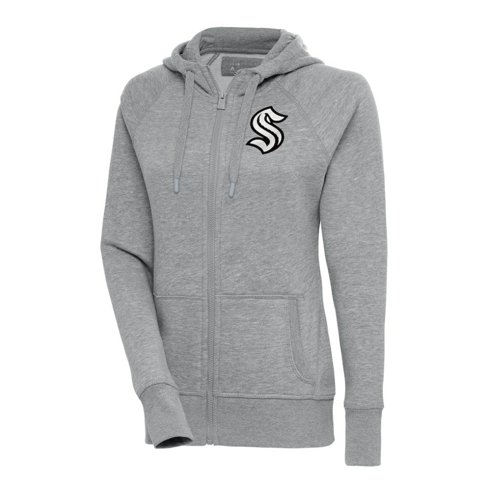 Seattle Kraken Antigua Women's Metallic Logo Victory Full-Zip Hoodie On Sale