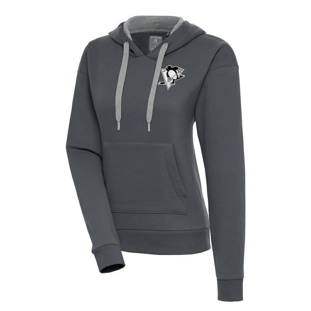 Pittsburgh Penguins Antigua Women's Metallic Logo Victory Pullover Hoodie Outlet