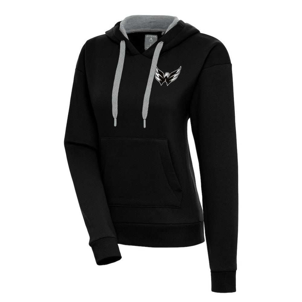 Washington Capitals Antigua Women's Metallic Logo Victory Pullover Hoodie Online
