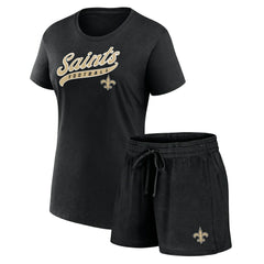 New Orleans Saints Fanatics Women's Start to Finish T-Shirt & Shorts Combo Pack