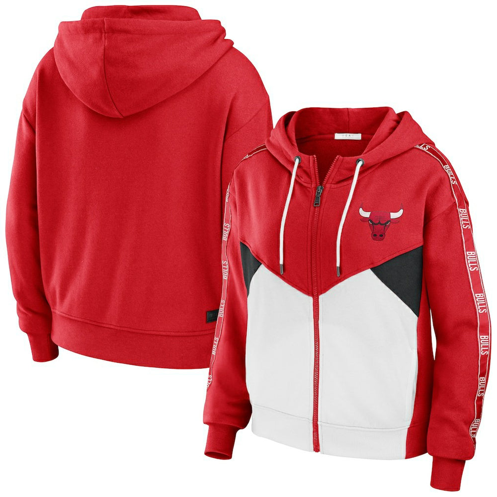 Chicago Bulls WEAR by Erin Andrews Women's Color-Block Full-Zip Hoodie Online
