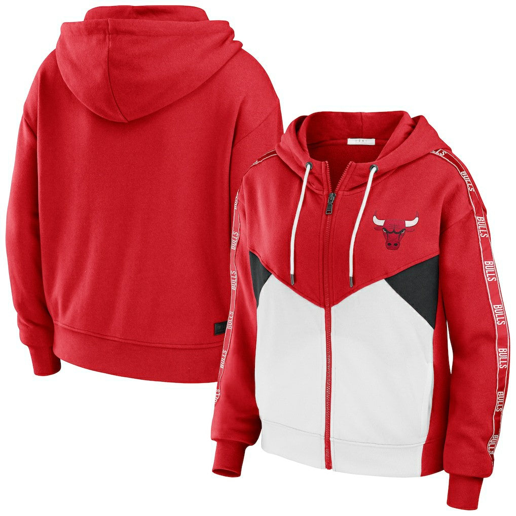 Chicago Bulls WEAR by Erin Andrews Women's Color-Block Full-Zip Hoodie Online