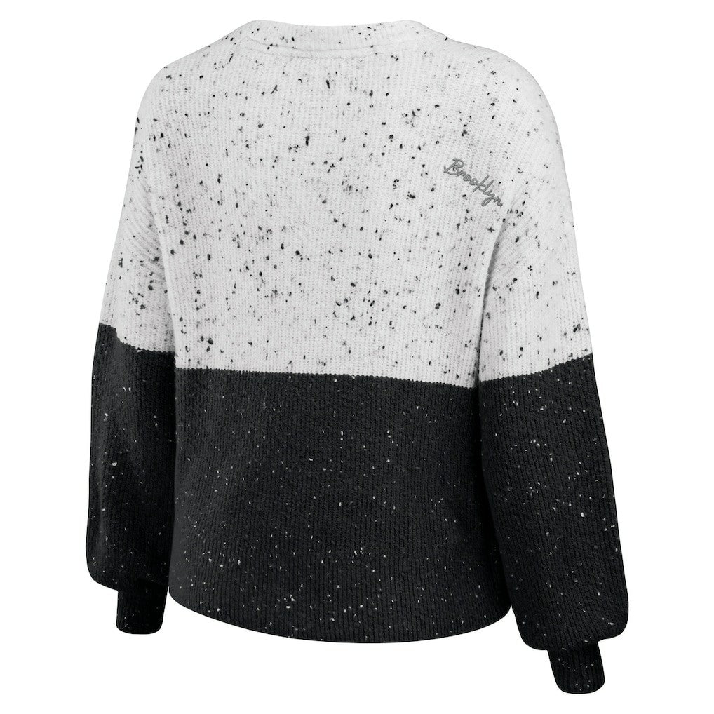 Brooklyn Nets WEAR by Erin Andrews Women's Color-Block Pullover Sweater On Sale