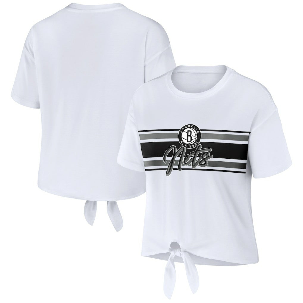 Brooklyn Nets WEAR by Erin Andrews Women's Tie-Front T-Shirt New