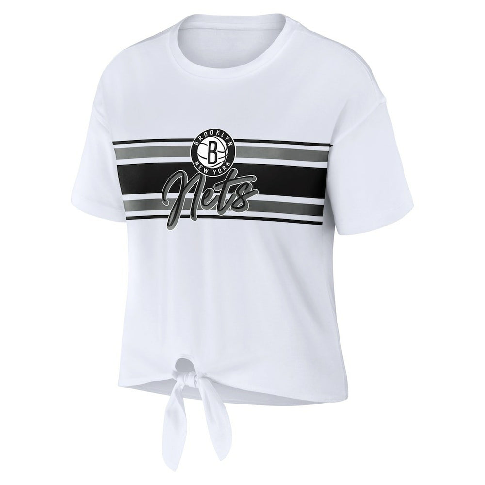 Brooklyn Nets WEAR by Erin Andrews Women's Tie-Front T-Shirt New