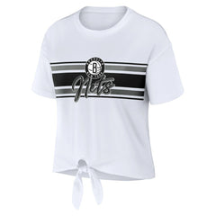 Brooklyn Nets WEAR by Erin Andrews Women's Tie-Front T-Shirt New