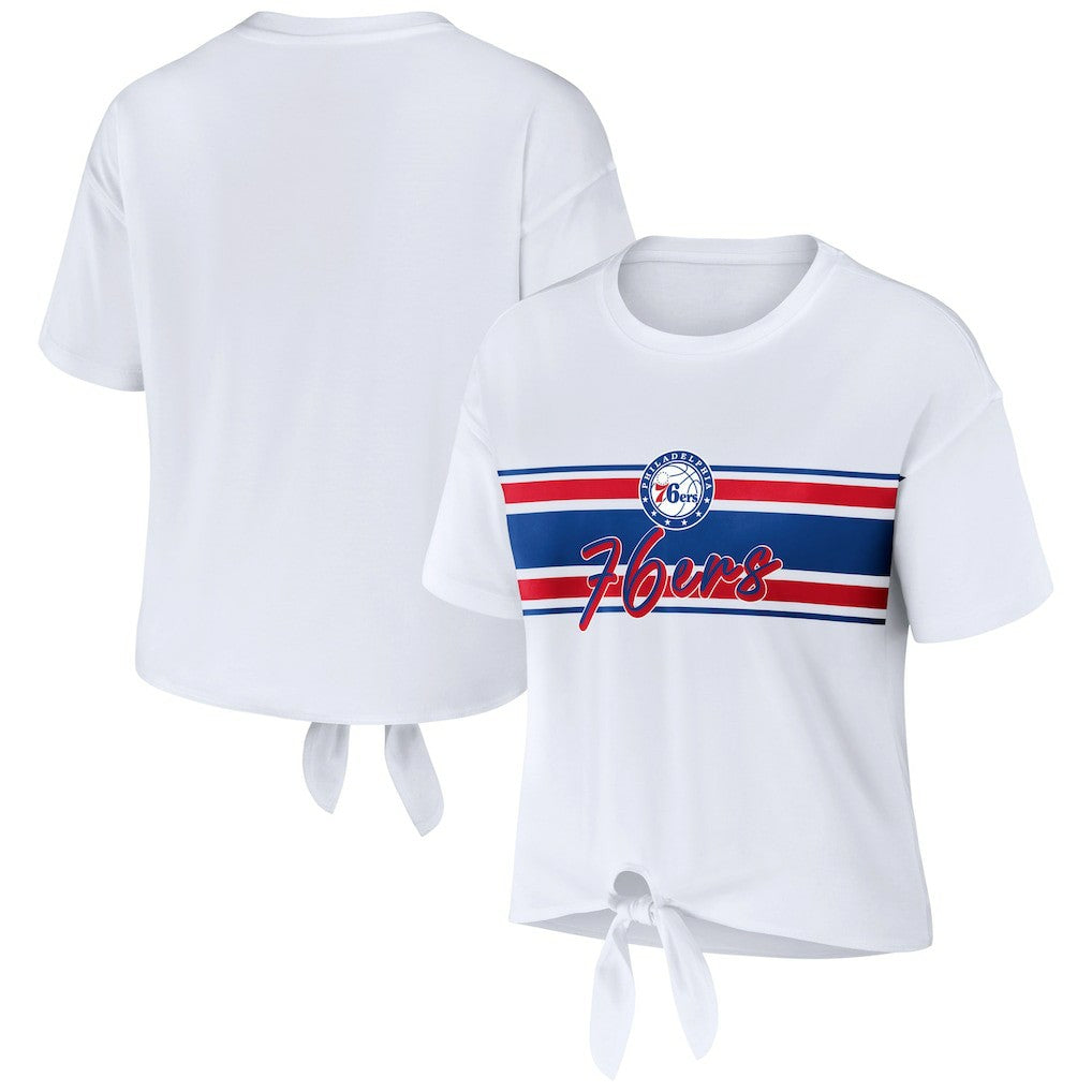 Philadelphia 76ers WEAR by Erin Andrews Women's Tie-Front T-Shirt Discount