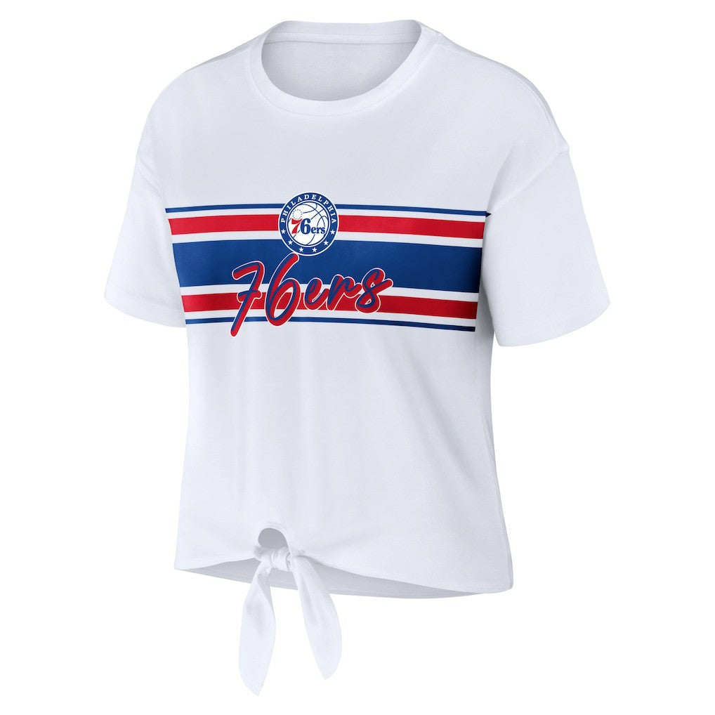 Philadelphia 76ers WEAR by Erin Andrews Women's Tie-Front T-Shirt Discount