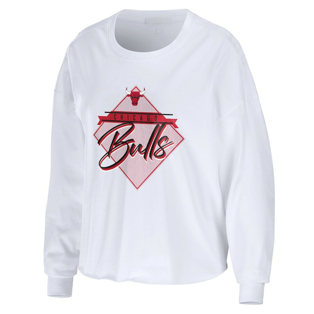 Chicago Bulls WEAR by Erin Andrews Women's Cropped Long Sleeve T-Shirt sale On Sale