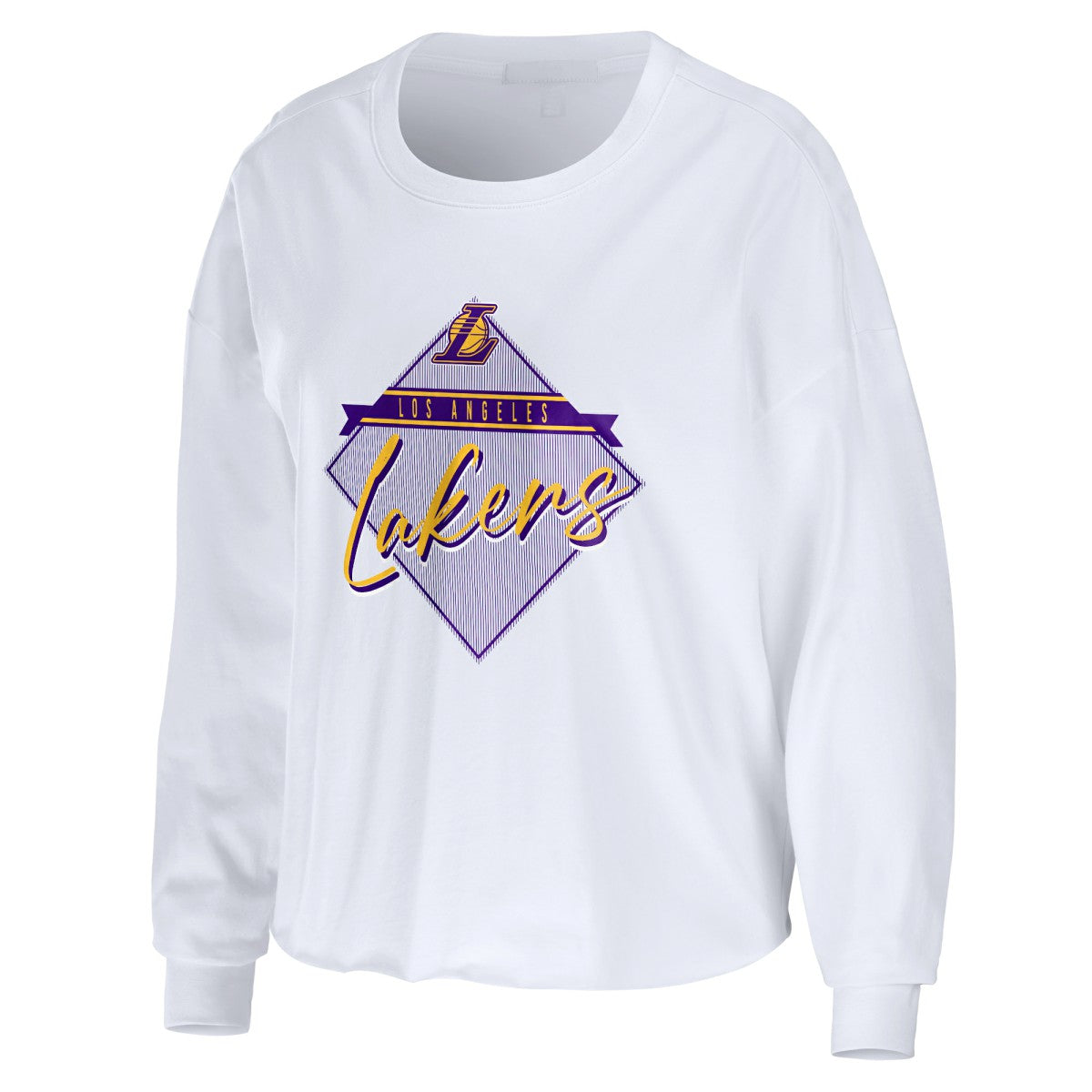 Los Angeles Lakers WEAR by Erin Andrews Women's Cropped Long Sleeve T-Shirt On Sale