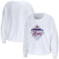 Philadelphia 76ers WEAR by Erin Andrews Women's Cropped Long Sleeve T-Shirt Discount