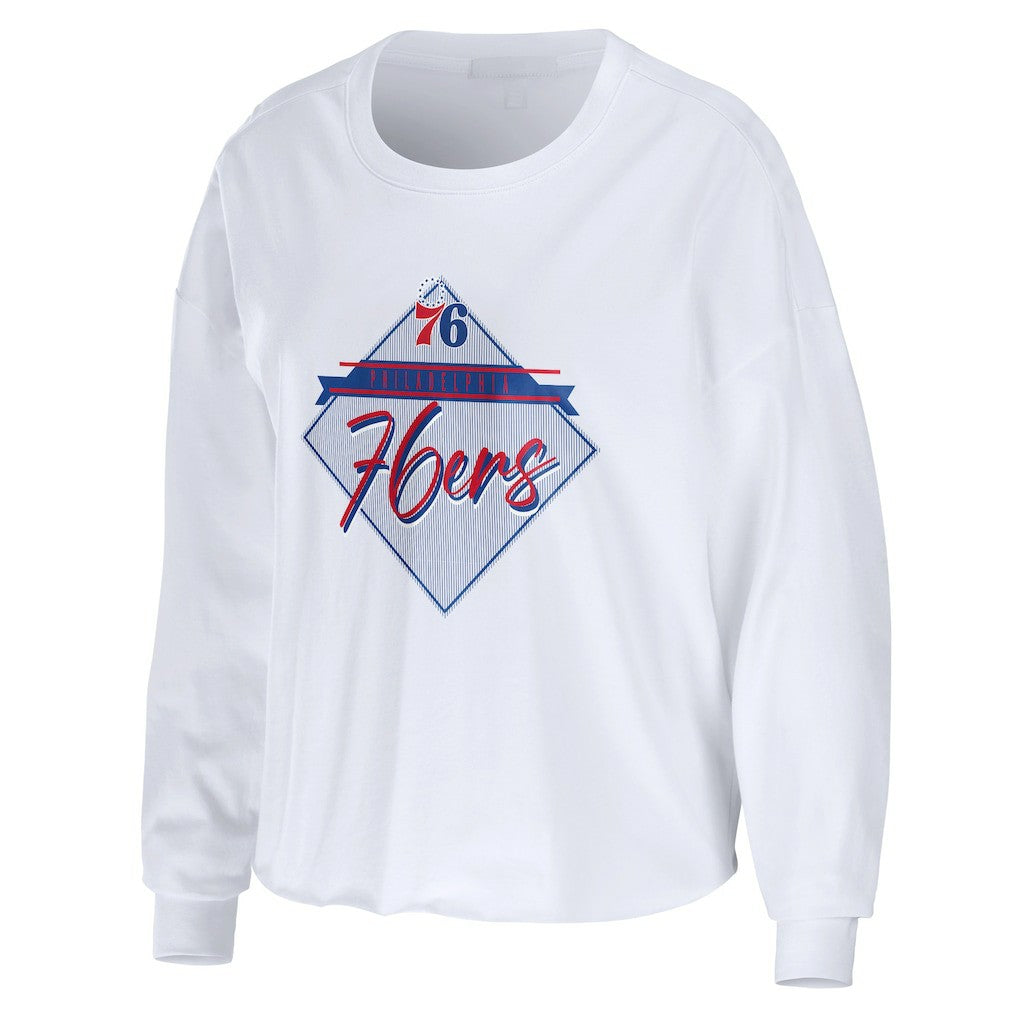 Philadelphia 76ers WEAR by Erin Andrews Women's Cropped Long Sleeve T-Shirt Discount