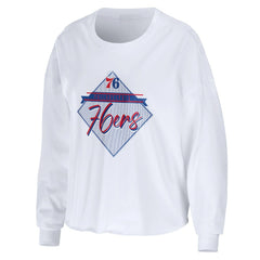 Philadelphia 76ers WEAR by Erin Andrews Women's Cropped Long Sleeve T-Shirt Discount