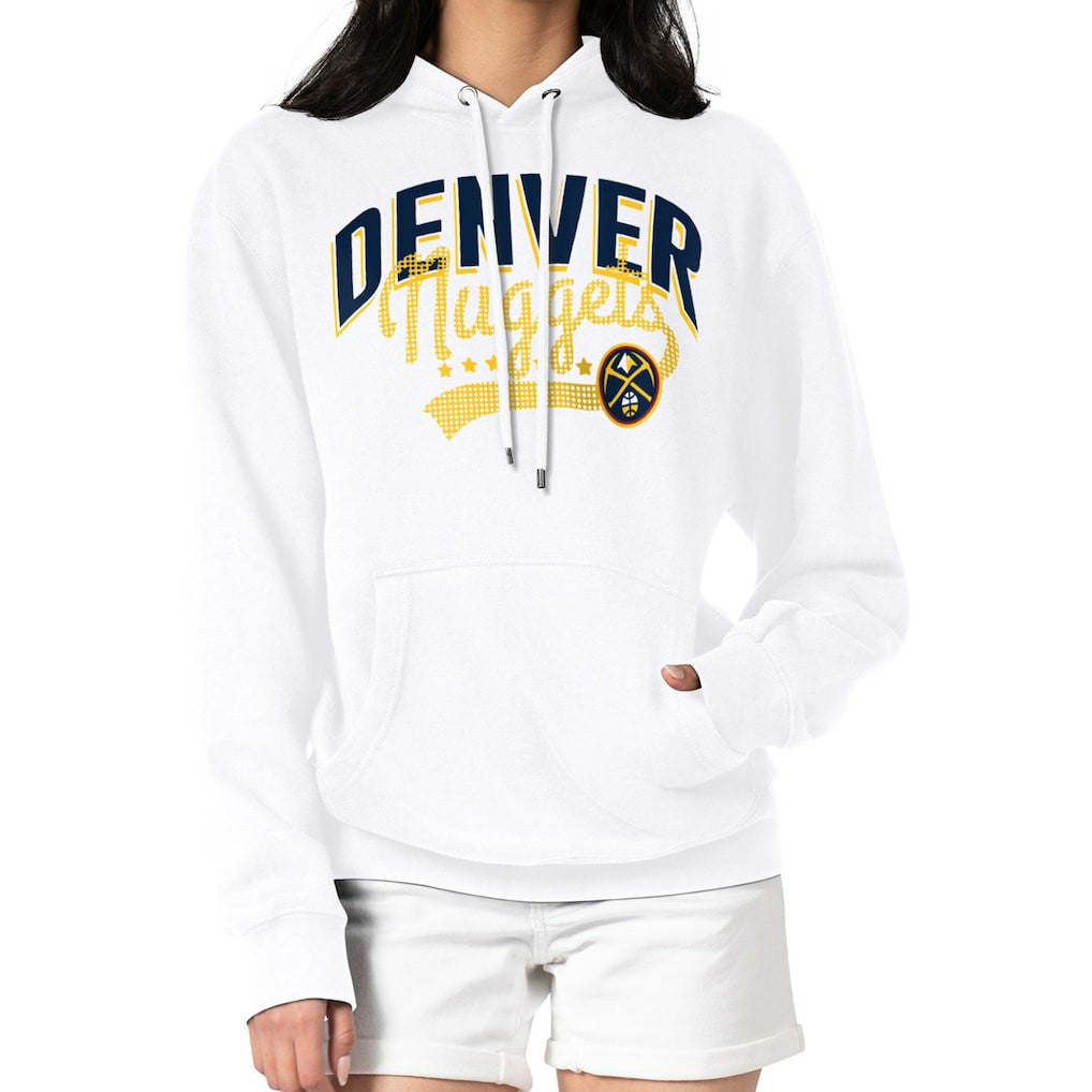 Denver Nuggets G-III 4Her by Carl Banks Women's Filigree Logo Pullover Hoodie - White outlet Outlet