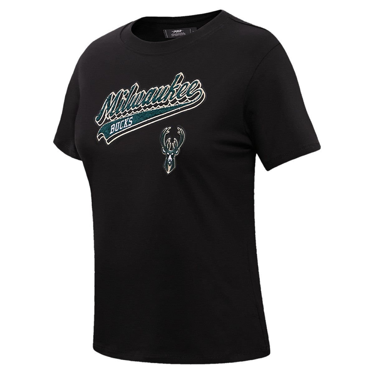 Milwaukee Bucks Pro Standard Women's Script Boyfriend T-Shirt On Sale