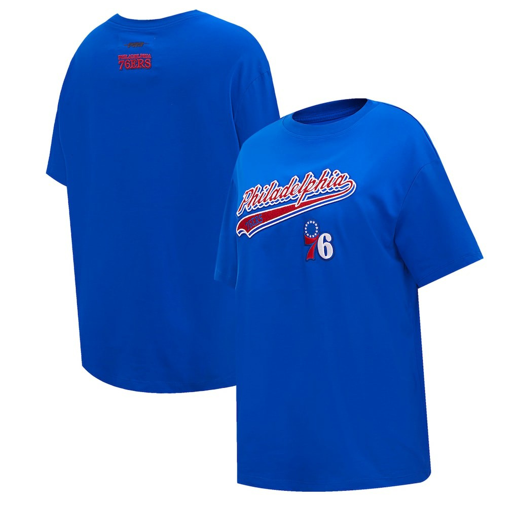Philadelphia 76ers Pro Standard Women's Script Boyfriend T-Shirt Discount