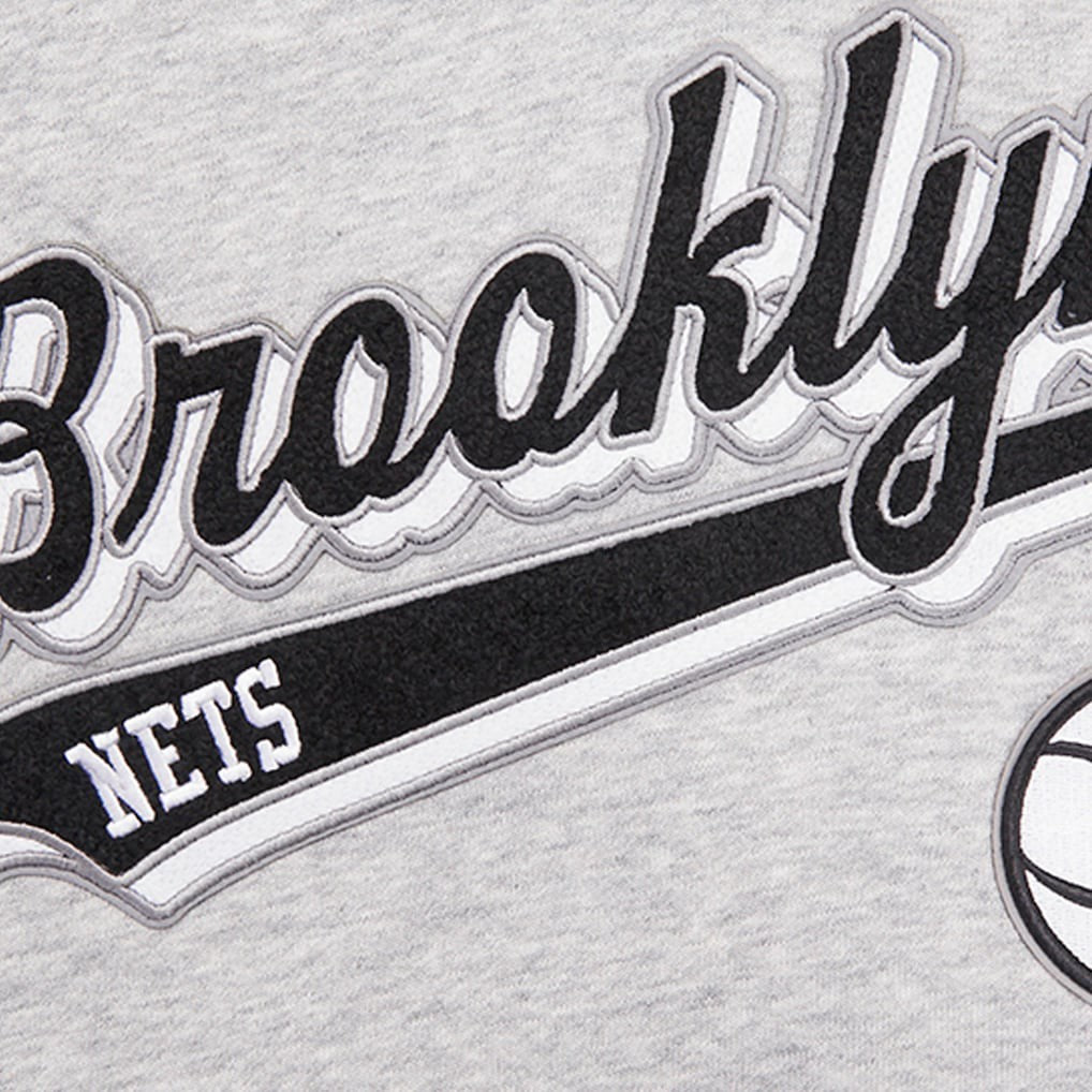 Brooklyn Nets Pro Standard Women's Script Tail Cropped Pullover Hoodie New