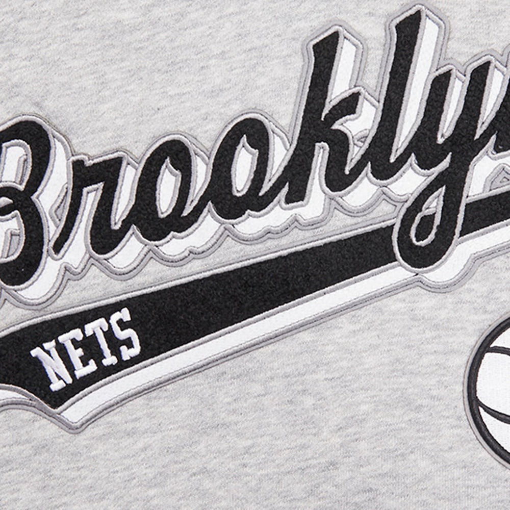 Brooklyn Nets Pro Standard Women's Script Tail Cropped Pullover Hoodie New