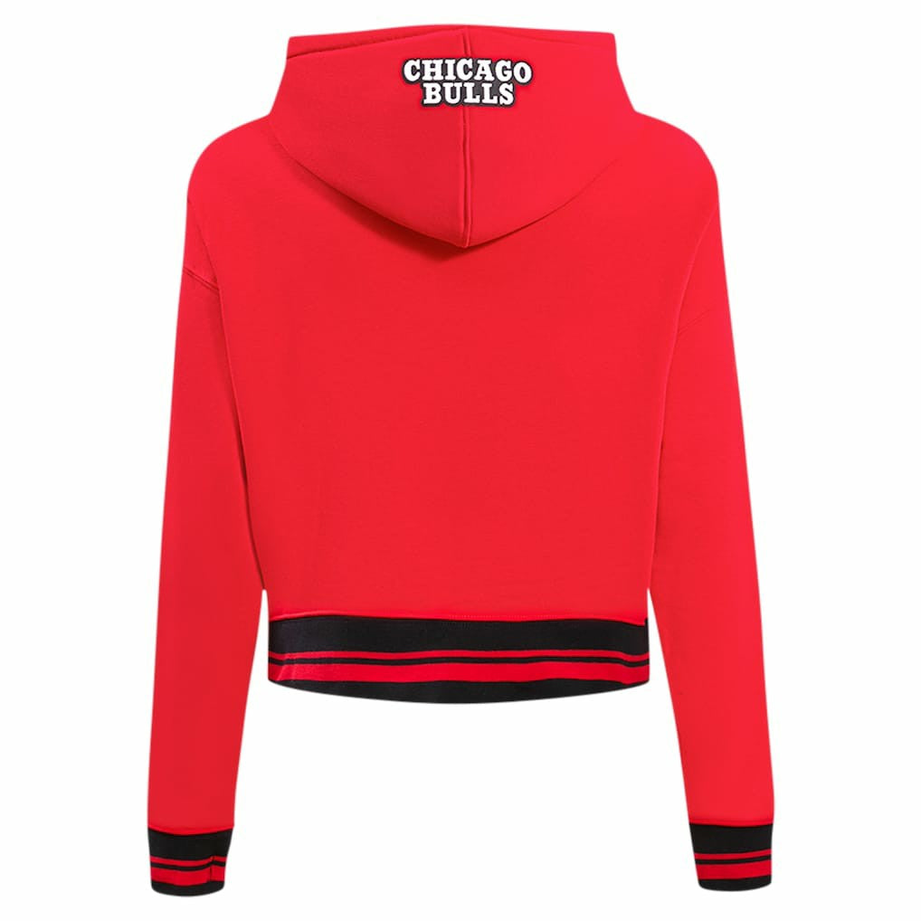 Chicago Bulls Pro Standard Women's Script Tail Cropped Pullover Hoodie On Sale