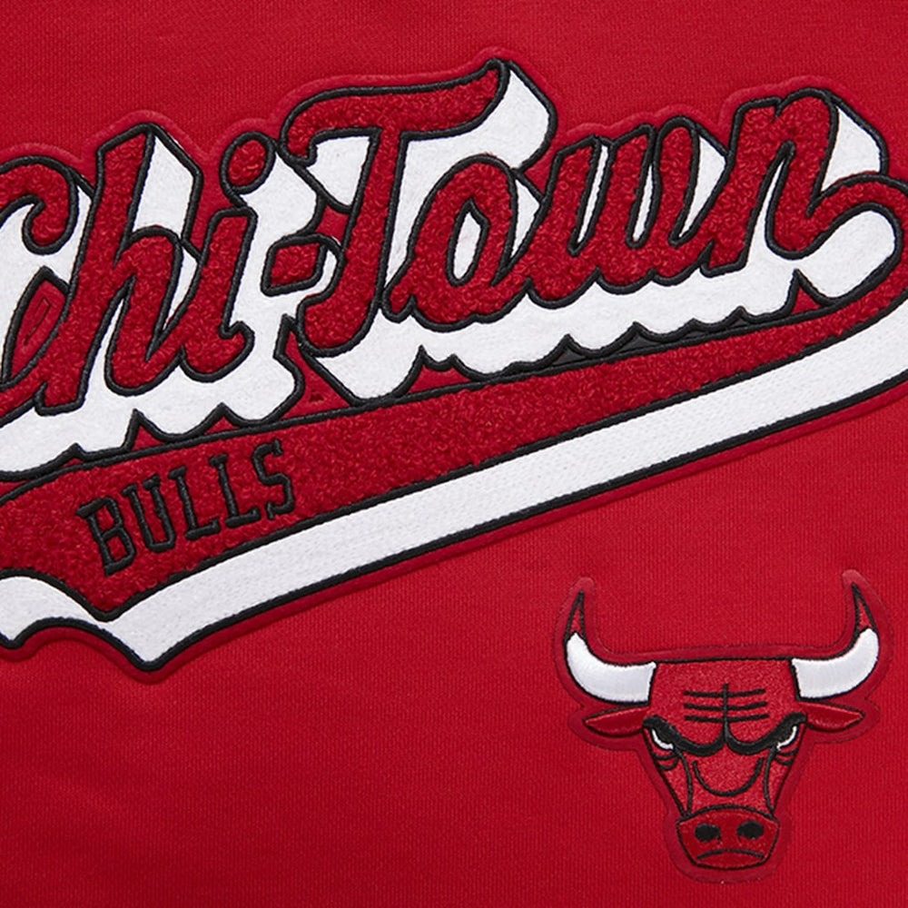 Chicago Bulls Pro Standard Women's Script Tail Cropped Pullover Hoodie On Sale