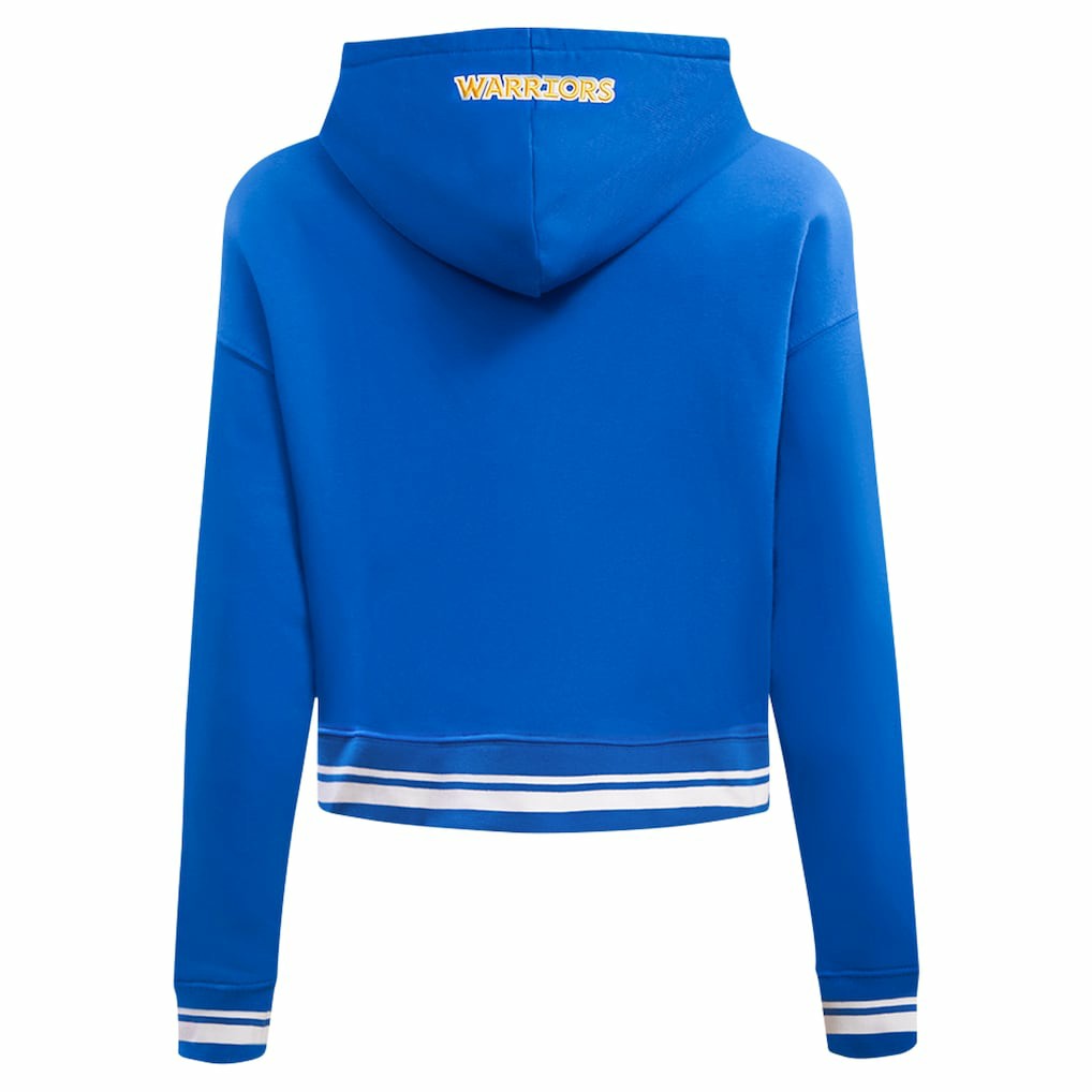Golden State Warriors Pro Standard Women's Script Tail Cropped Pullover Hoodie sale On Sale