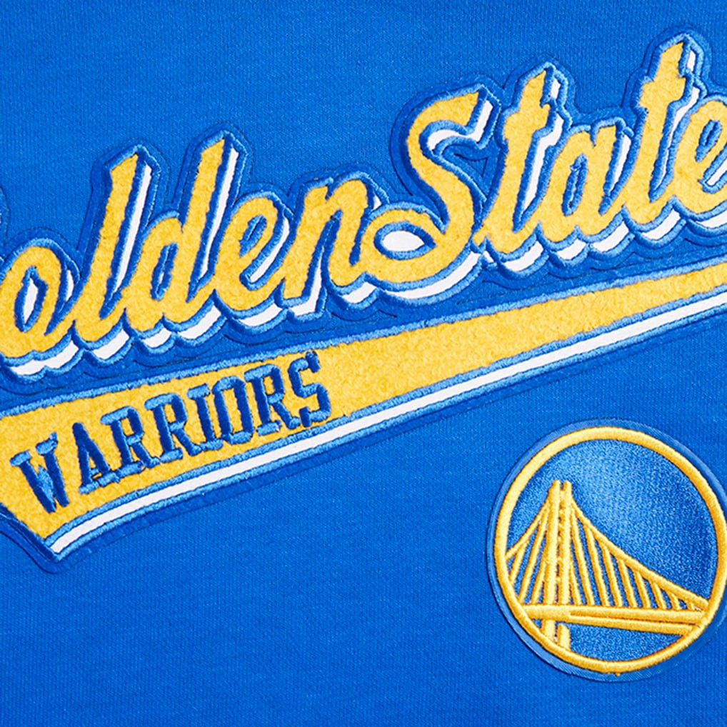 Golden State Warriors Pro Standard Women's Script Tail Cropped Pullover Hoodie sale On Sale