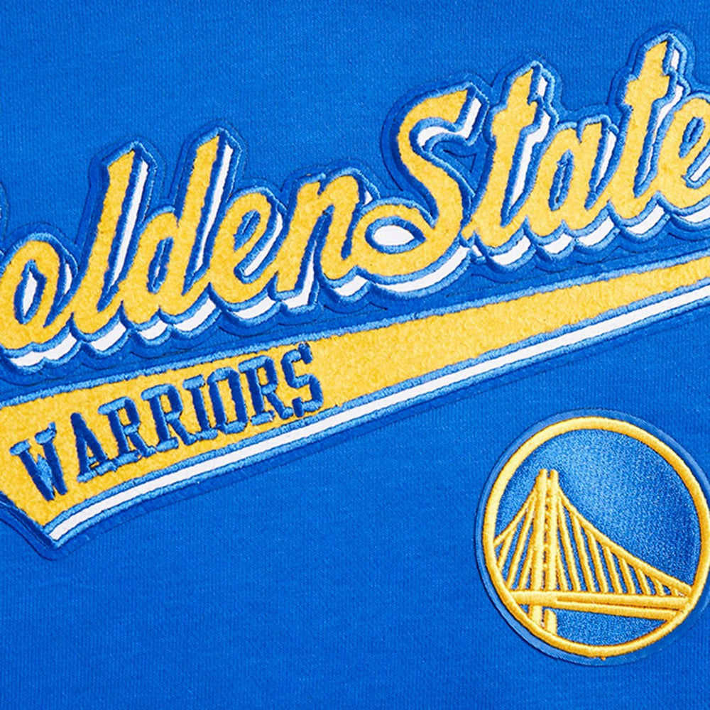 Golden State Warriors Pro Standard Women's Script Tail Cropped Pullover Hoodie sale On Sale