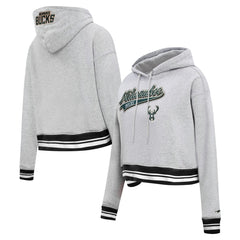Milwaukee Bucks Pro Standard Women's Script Tail Cropped Pullover Hoodie Discount