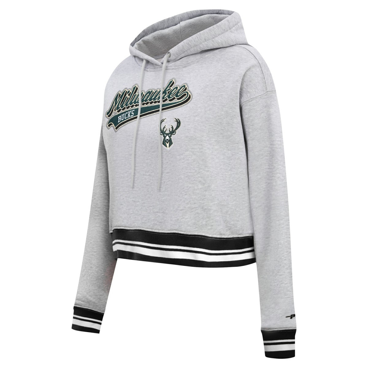 Milwaukee Bucks Pro Standard Women's Script Tail Cropped Pullover Hoodie Discount