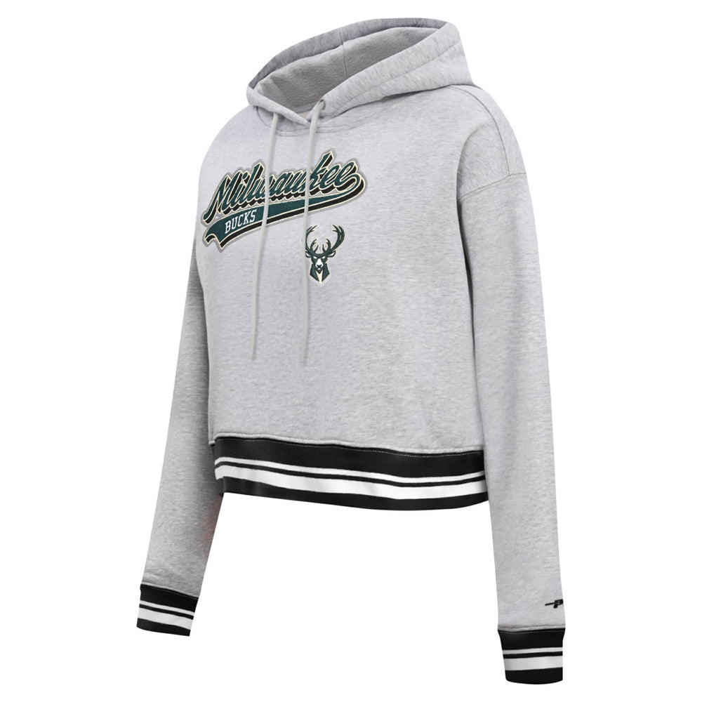 Milwaukee Bucks Pro Standard Women's Script Tail Cropped Pullover Hoodie Discount