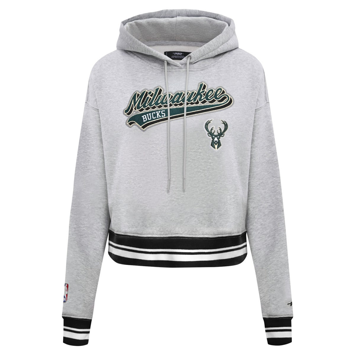 Milwaukee Bucks Pro Standard Women's Script Tail Cropped Pullover Hoodie Discount