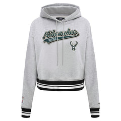 Milwaukee Bucks Pro Standard Women's Script Tail Cropped Pullover Hoodie Discount