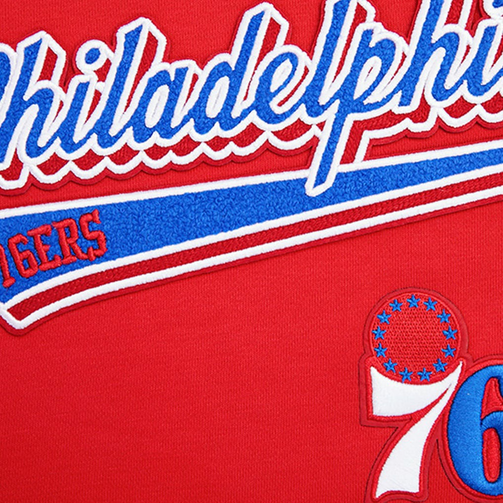 Philadelphia 76ers Pro Standard Women's Script Tail Cropped Pullover Hoodie Online