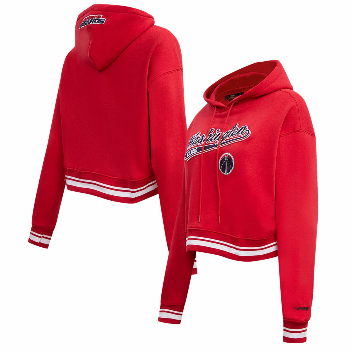 Washington Wizards Pro Standard Women's Script Tail Cropped Pullover Hoodie Discount
