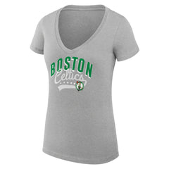 Boston Celtics G-III 4Her by Carl Banks Women's Super-Slim Fit Lightweight Filigree Logo V-Neck T-Shirt On Sale