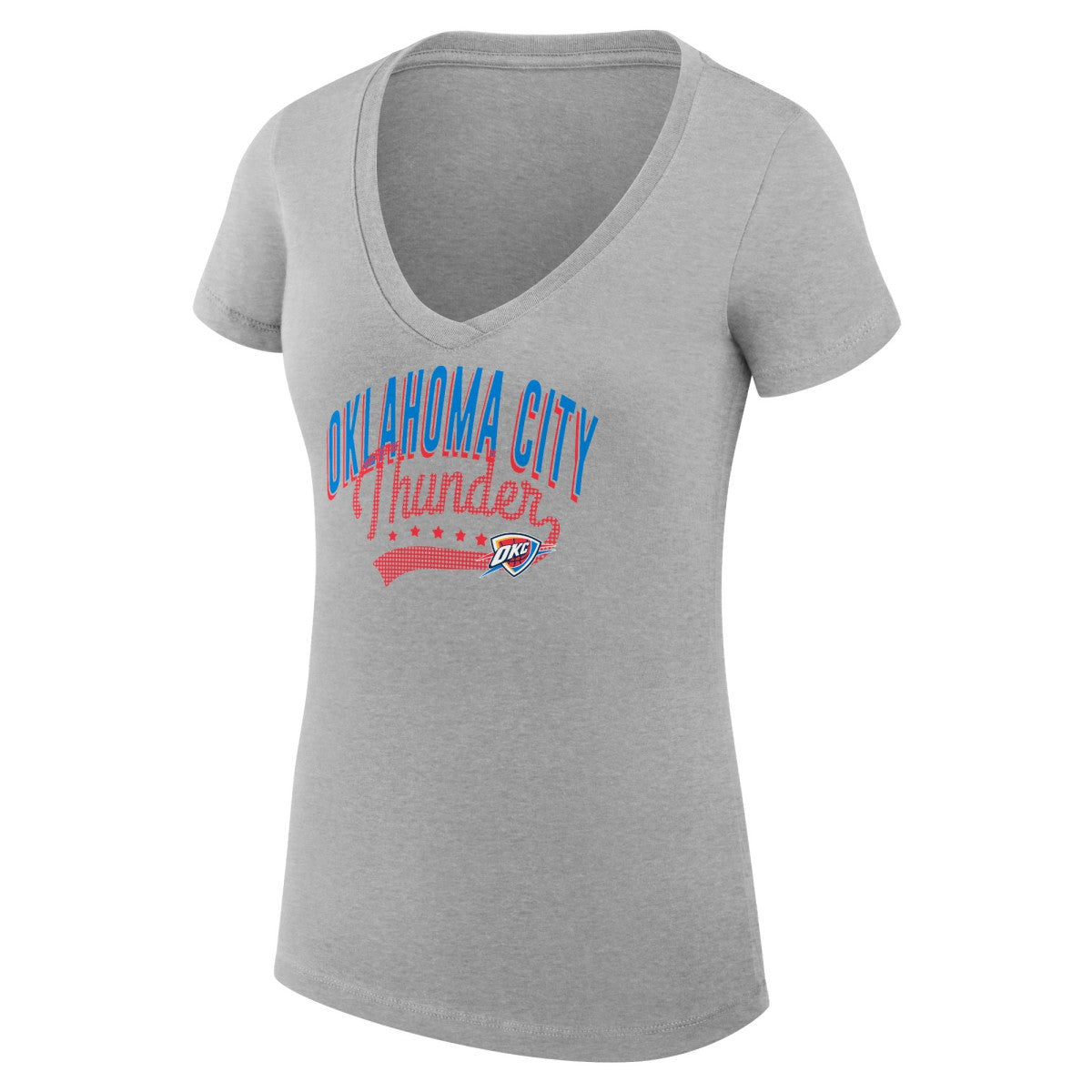 Oklahoma City Thunder G-III 4Her by Carl Banks Women's Super-Slim Fit Lightweight Filigree Logo V-Neck T-Shirt On Sale