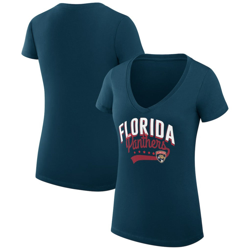 Florida Panthers G-III 4Her by Carl Banks Women's Super-Slim Fit Lightweight Filigree Logo V-Neck T-Shirt – Navy Discount