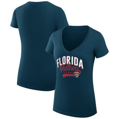 Florida Panthers G-III 4Her by Carl Banks Women's Super-Slim Fit Lightweight Filigree Logo V-Neck T-Shirt – Navy Discount
