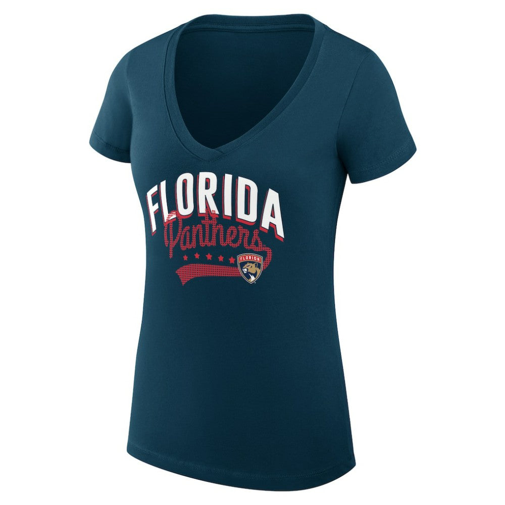 Florida Panthers G-III 4Her by Carl Banks Women's Super-Slim Fit Lightweight Filigree Logo V-Neck T-Shirt – Navy Discount