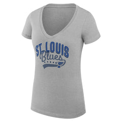 St. Louis Blues G-III 4Her by Carl Banks Women's Super-Slim Fit Lightweight Filigree Logo V-Neck T-Shirt – Gray Online