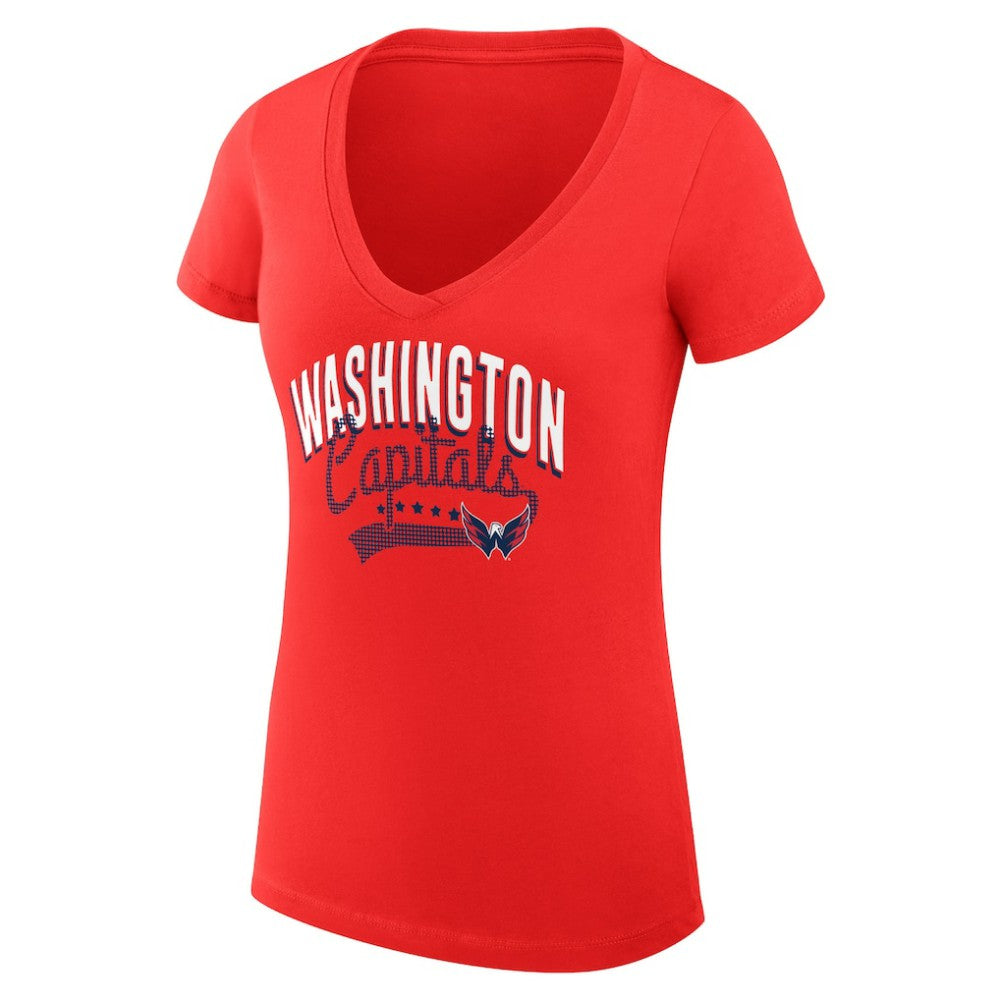 Washington Capitals G-III 4Her by Carl Banks Women's Super-Slim Fit Lightweight Filigree Logo V-Neck T-Shirt – Red On Sale