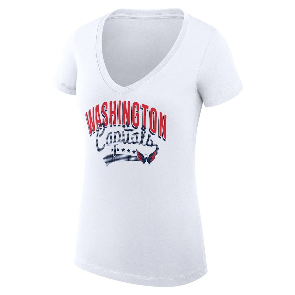 Washington Capitals G-III 4Her by Carl Banks Women's Super-Slim Fit Lightweight Filigree Logo V-Neck T-Shirt – White On Sale