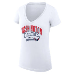 Washington Capitals G-III 4Her by Carl Banks Women's Super-Slim Fit Lightweight Filigree Logo V-Neck T-Shirt – White On Sale